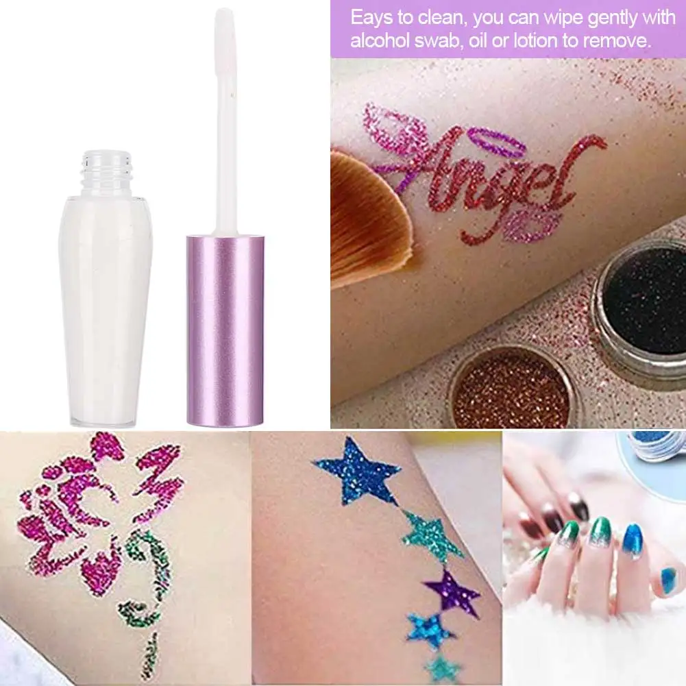 7ml Temporary Glitter Powder Glue Body Painting Eyebrows Tattoo Gel Beauty Tool Tattoo Glue Temporary Glue Temporary Glitter Gel