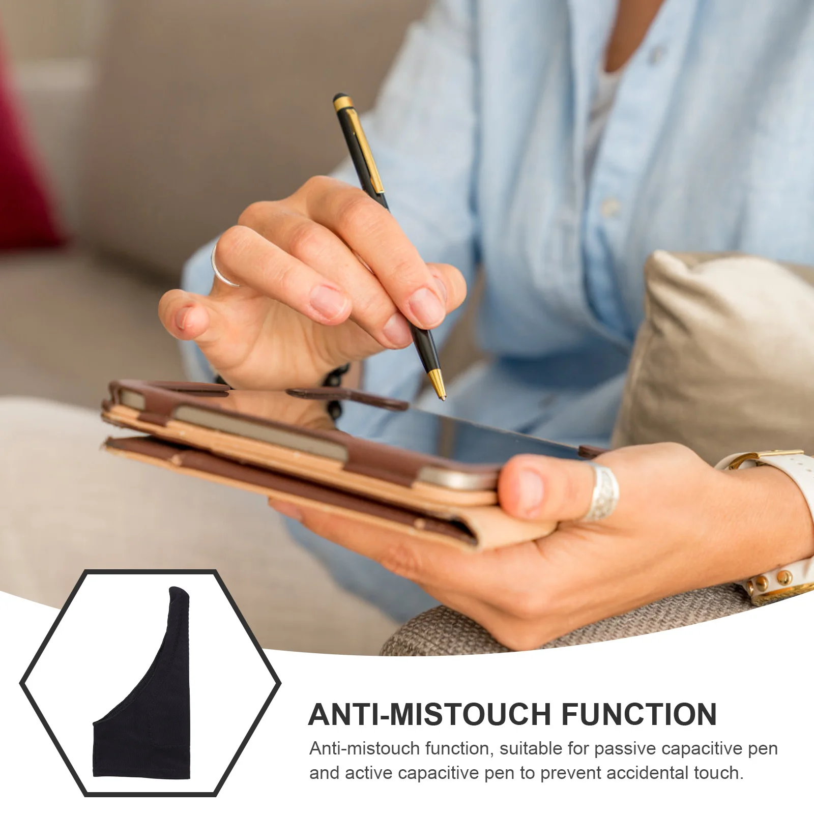 4 قطعة قفازات الفنان للرسم اللوحي وظيفة مكافحة اللمس امتصاص العرق سهلة الاستخدام حجم L قفاز الرسم