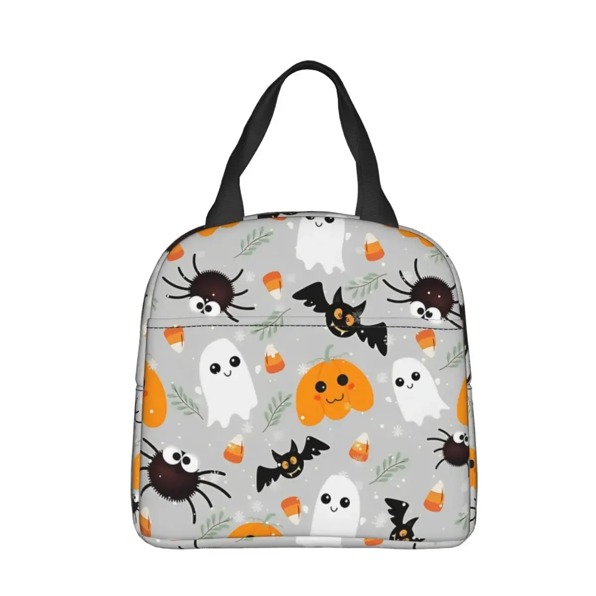 Cute Halloween Pumpkin Head Bats Spiders Lunch Bag Thermal Bag Lunch Container Lunch Box Tote Food Storage Bags Beach Picnic