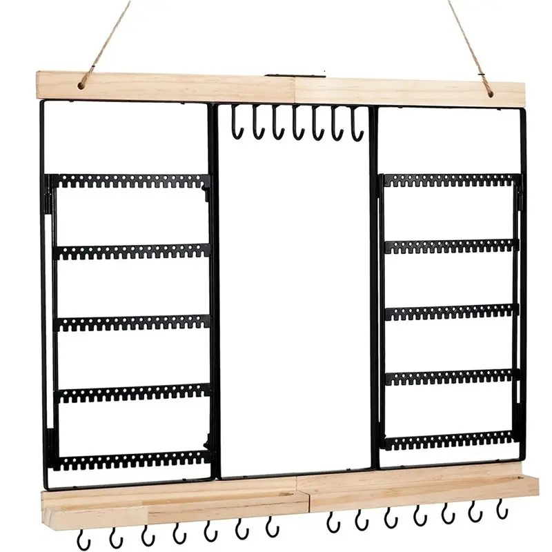 AB33-Jewelry Organizer Rack Wall Mounted 5-Tier Hanging Earring Holder For Necklaces, Bracelets And Rings