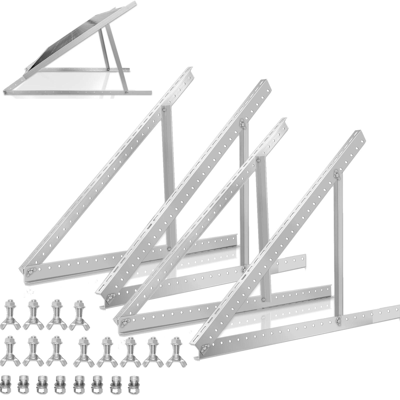 Solar Panel Mount Brackets, 2/1 Sets 45 inch Adjustable with Foldable Tilt Legs, Suitable for 100~500 Watt Solar Panel