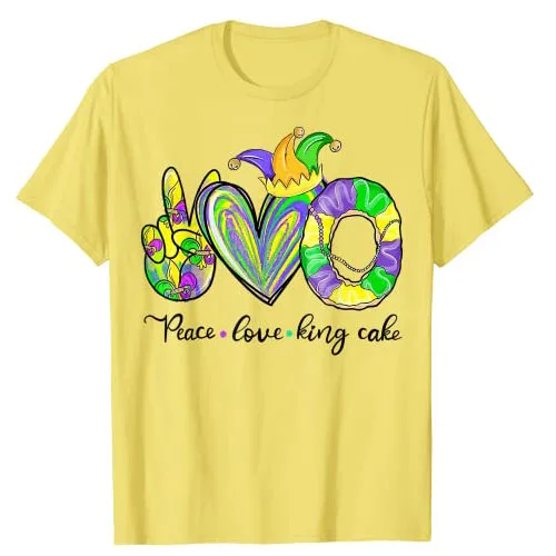 Peace Love King Cake Mardi Gras Outfits Men Women Kids T-Shirt Cute Graphic Tee Short Sleeve Blouses Y2k Top Aesthetic Clothes