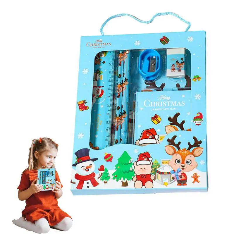 Christmas School Stationery Set 6-Piece Stationery Set For Christmas Fashionable Style Stationery Accessory For Kindergarten Pri