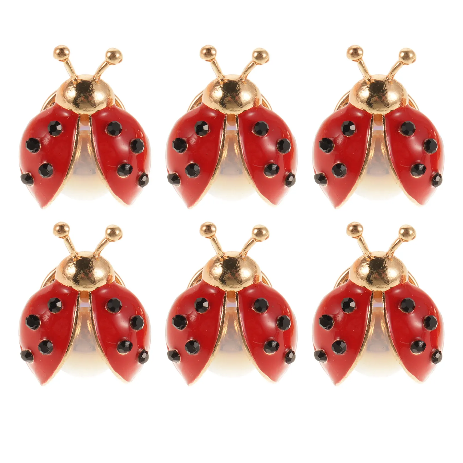 6 Pcs Ladybug Brooches Pins Alloy Bug Insect Jewelry Clothes Lapel Pins  Beetle Brooches Vintage Pin Apparel Decoration
