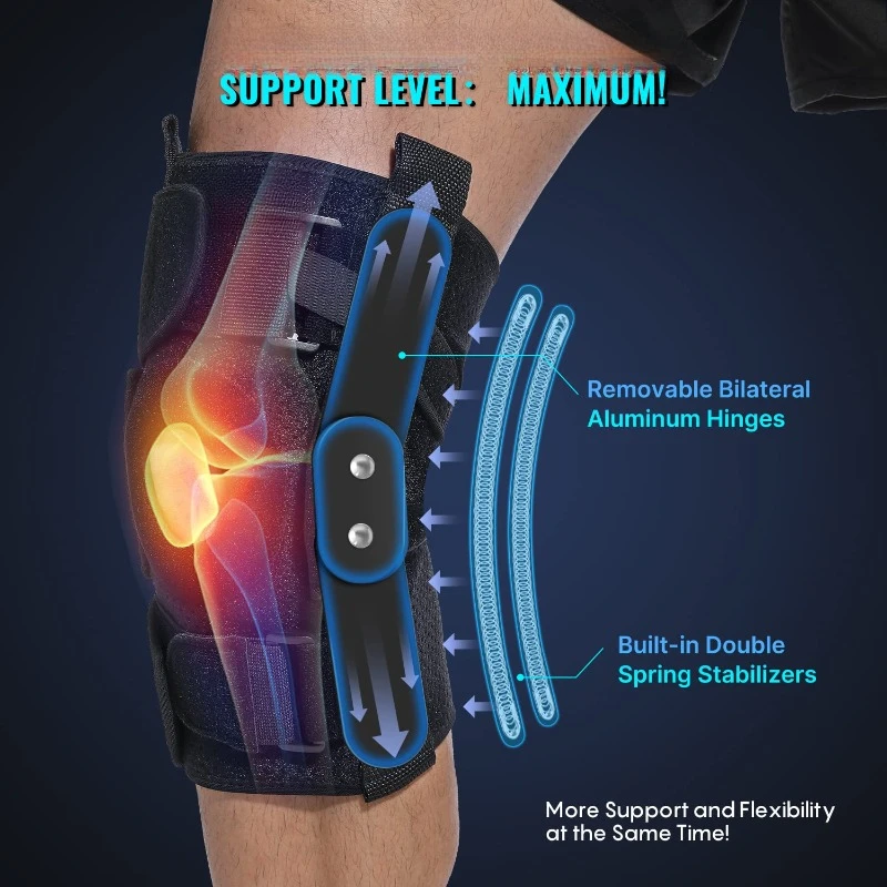 Hinged Knee Brace for Meniscus Tear: Adjustable Knee Support for Knee Pain w/Side Stabilizers & Hinges for Injury or Surgery