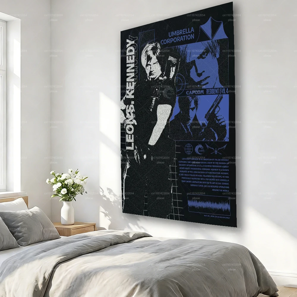 R-Resident E-Evil leon kennedy  Characters Wall Tapestry for Bedroom Game Room Decor
