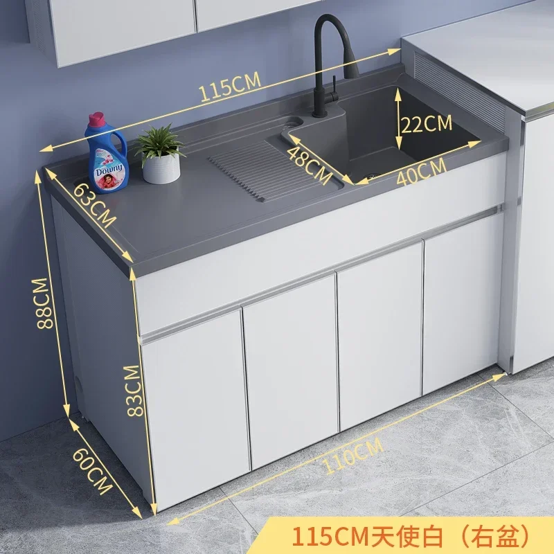YSG6.2  Space Aluminum Laundry Cabinet Pulsator Flip Washing Machine Balcony Laundry Sink Basin