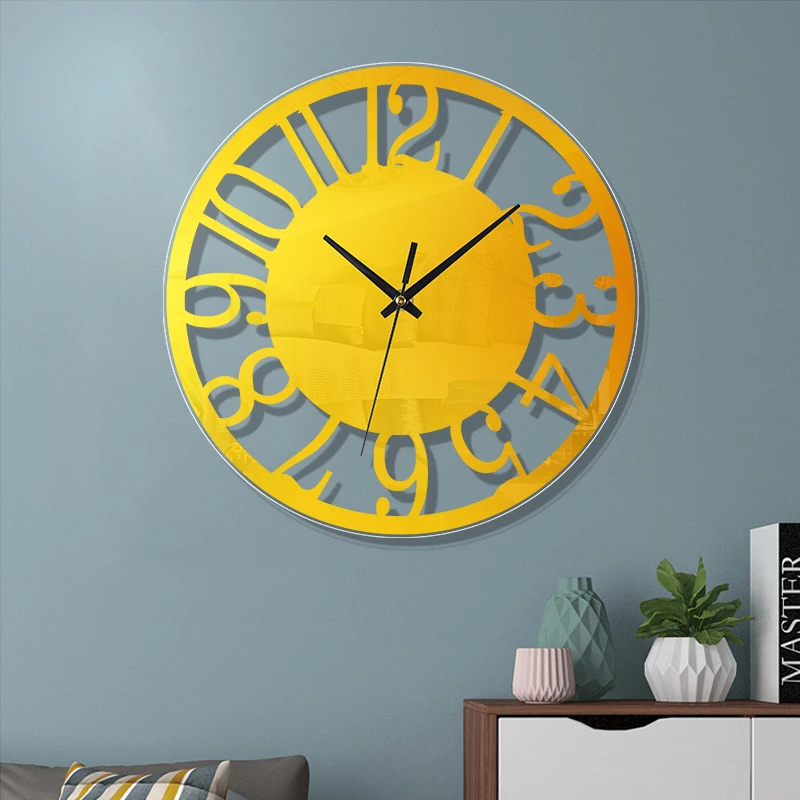 Minimalist transparent Arabic numeral wall clock suitable for living rooms bedrooms kitchens offices and holiday decorations