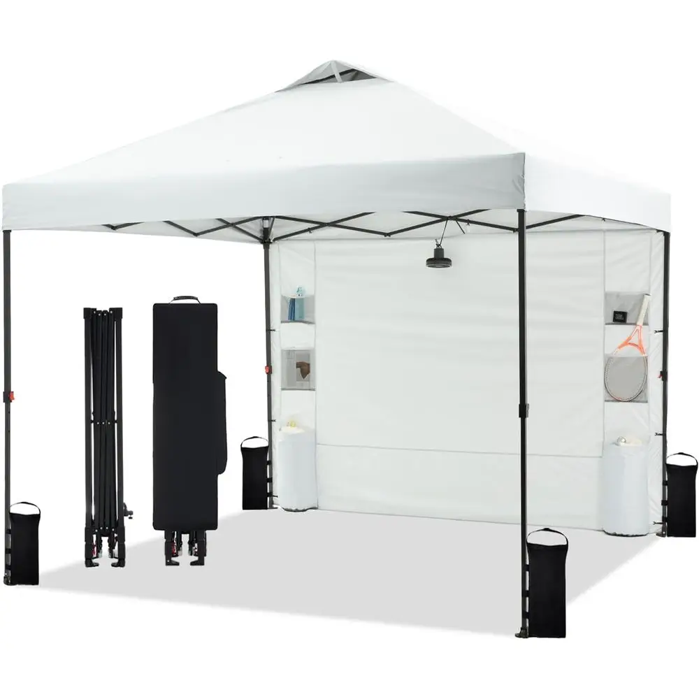 

Палатка-шатер 3х3 м с 1 боковой стенкой и 6 карманами, быстросборная, с вентилируемой крышей, для пляжа или улицы, в комплекте чехол, 8 колышков, 4 крепления