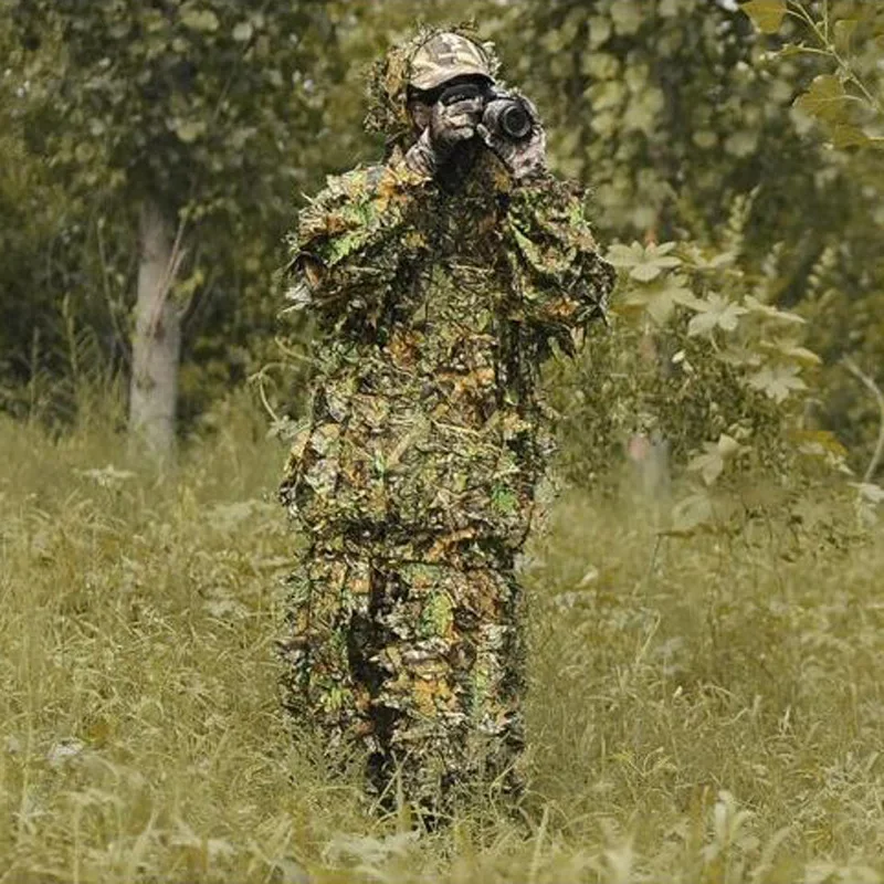 Outdoor Ghillie Suit Camouflage Clothes Jungle Suit Training Leaves Clothing Hunting Suit Pants Hooded Jacket Hunting Clothes