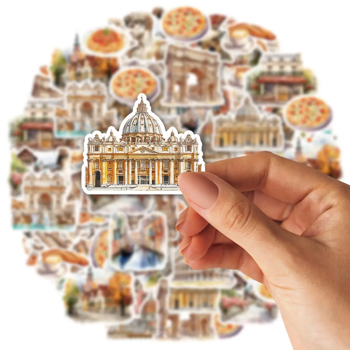 30pcs Retro Romantic Classic European Landmark Architecture Creative PET Waterproof Collage DIY Stationery Decoration Stickers