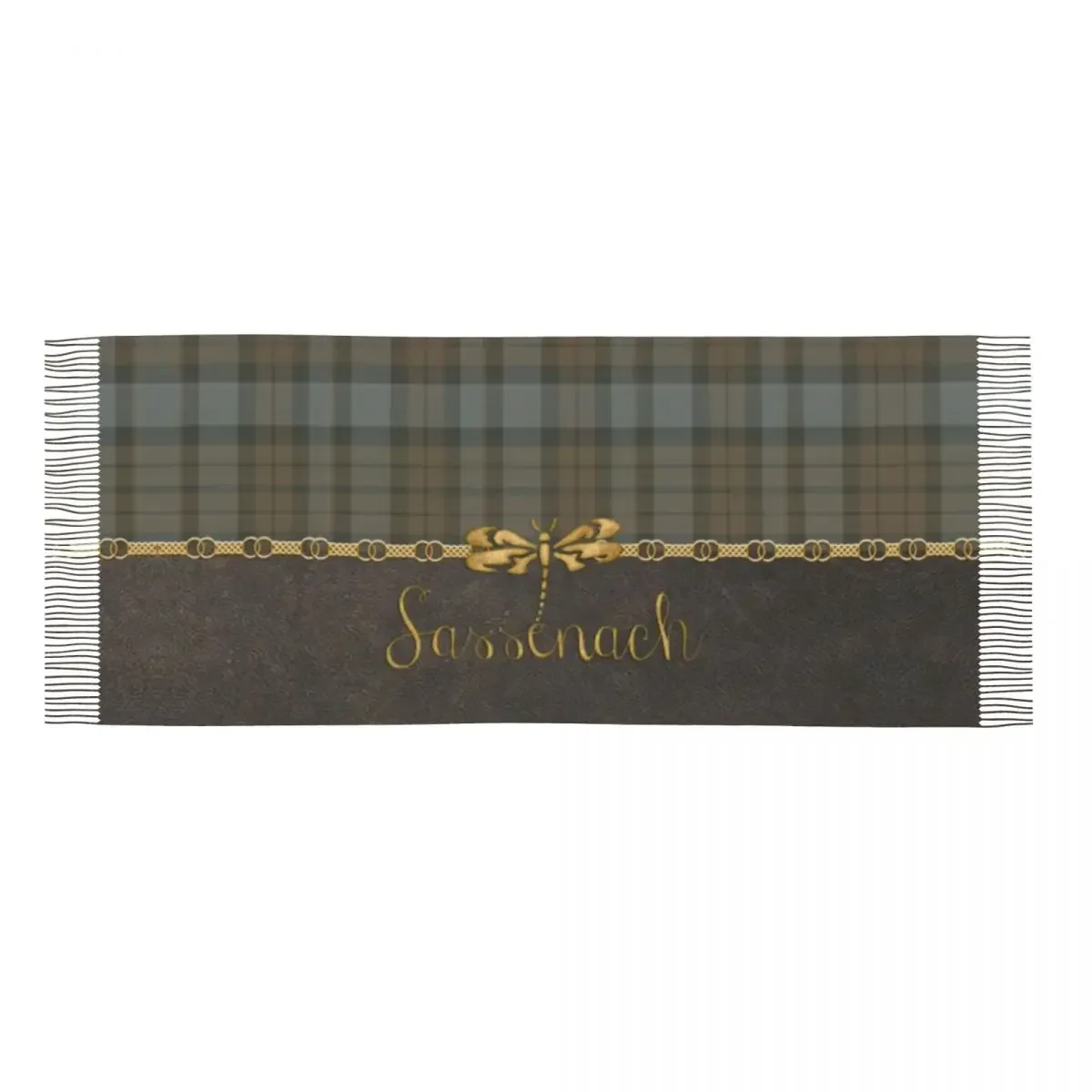 Écharpe à pampilles en cuir et tartan pour femme, motif Sassenach, écharpes Outlander libellule pour femme, enveloppes chaudes, châles d\'hiver, mode