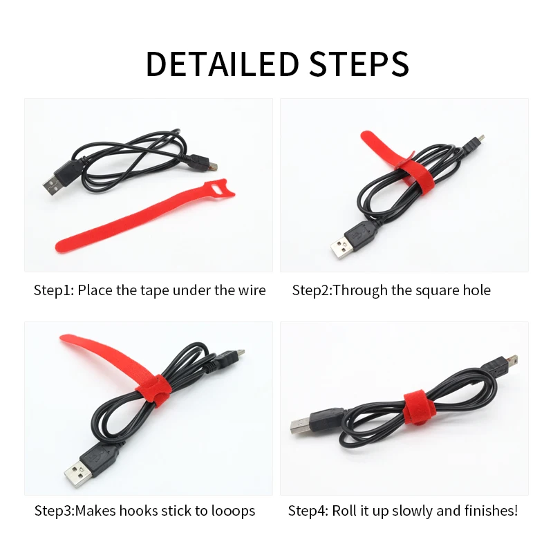 Reusable T-type Winder Cable Tie Wire Buckle Strap Nylon Loop Wrap Back To Back Data Cable Self Adhesive Cable Management