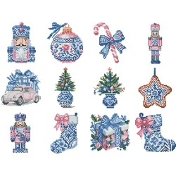 Huacan 12pcs Full Round Mosaic Cartoon Christmas Theme Mini Diamond Painting Sock Car Modern Home Decor Holiday Gift Idea