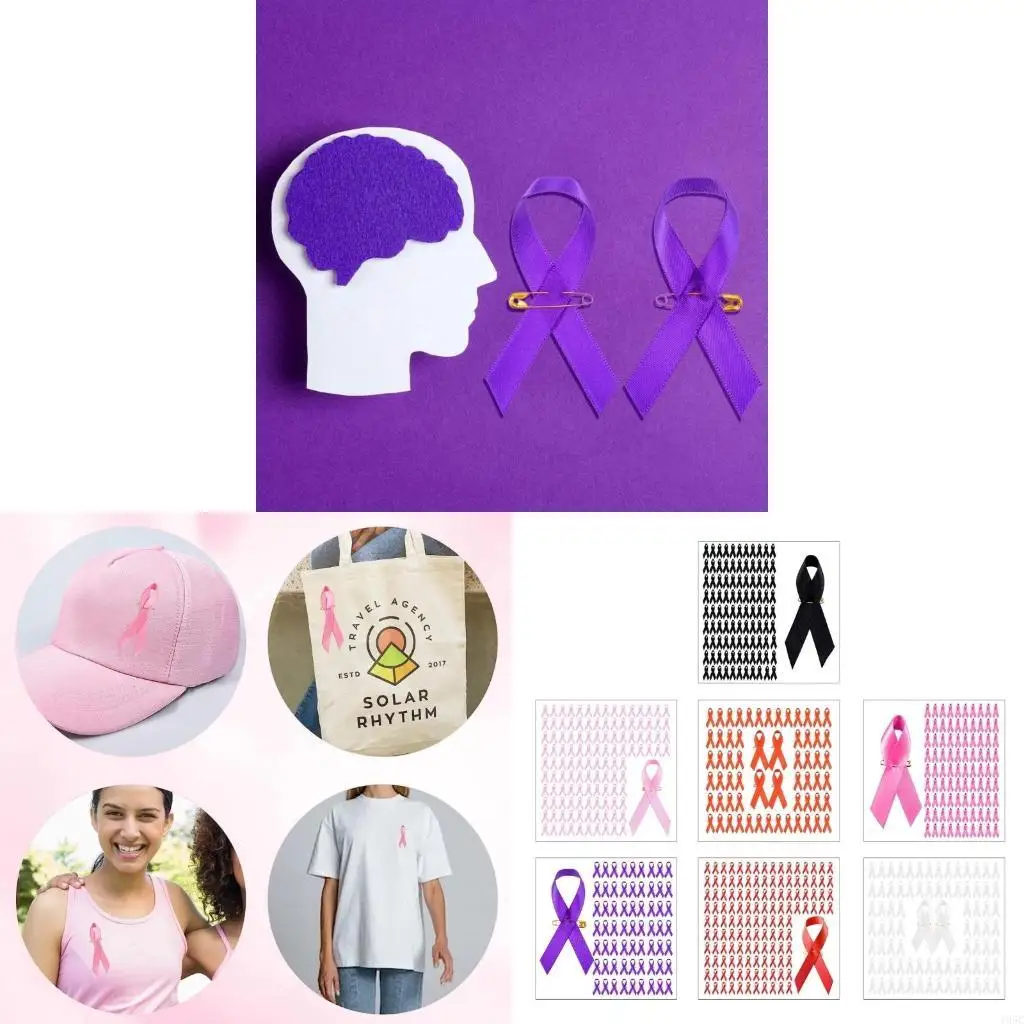 195C 100pcs Ribbon Breast Cancers Enamel Pins Prevention Awareness Badge Brooches