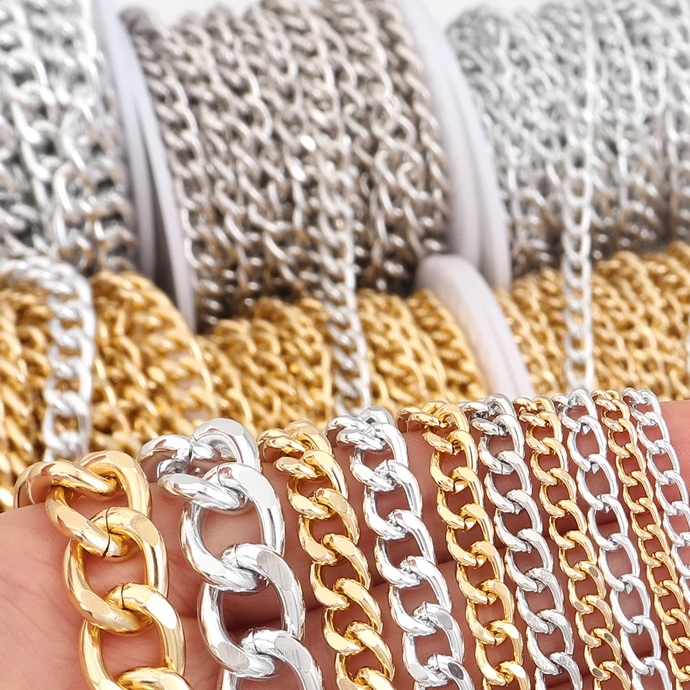 5 Yards/Rolle Metall Aluminium O-förmige Ketten gedrehte Kette Bulk Kette für Schmuckherstellung Armband Halskette Tasche Kette Zubehör – Detail 3