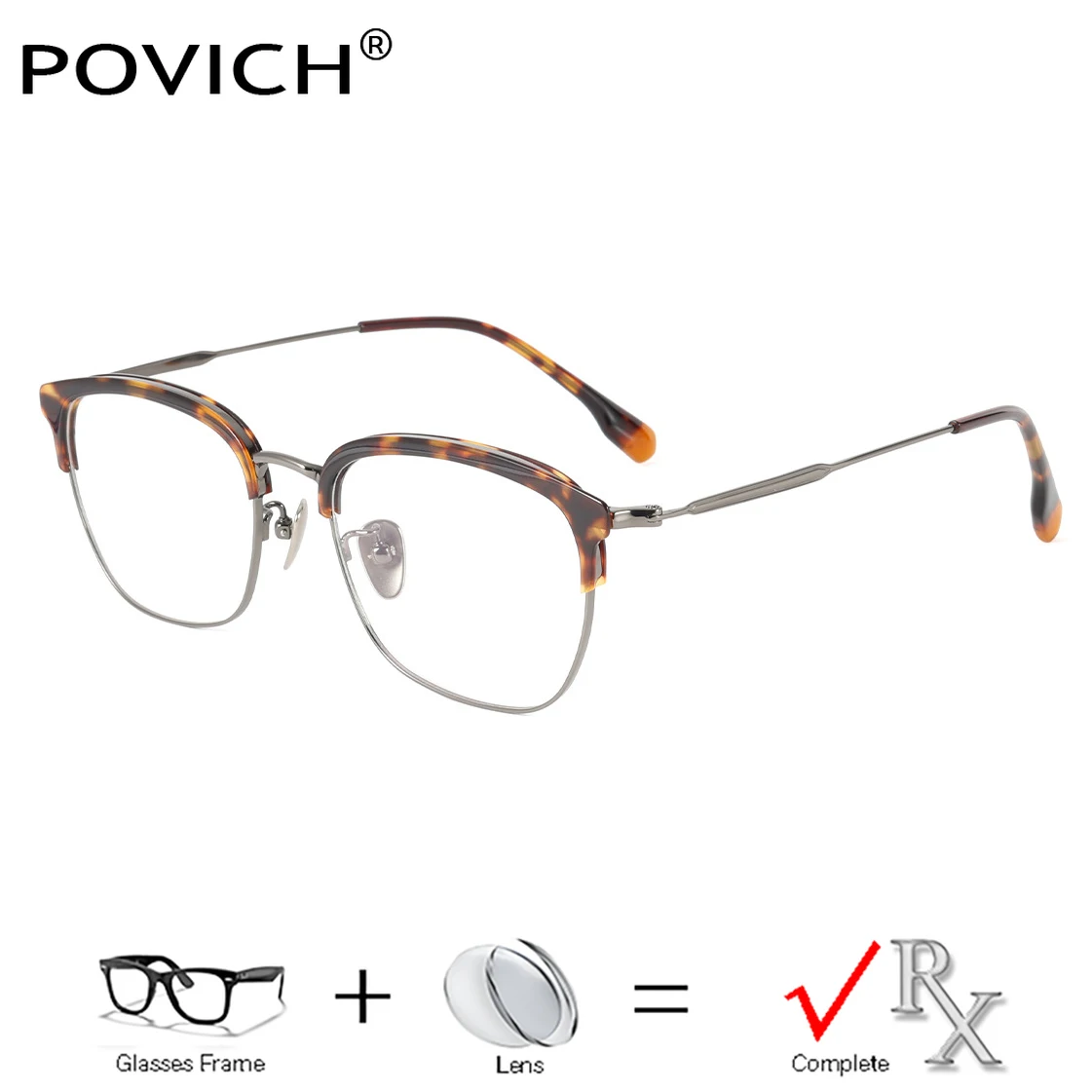 

2026 New Ultralight Pure Titanium Myopia Glasses Frame Men's Retro Power Prescription Lenses Progressive Multifocal Customized