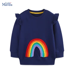 Little maven Kids Clothes Baby Girls 2024 Autumn Spring Children's Clothing Cartoon Rainbow Princess Sweatshirts Tops Cotton