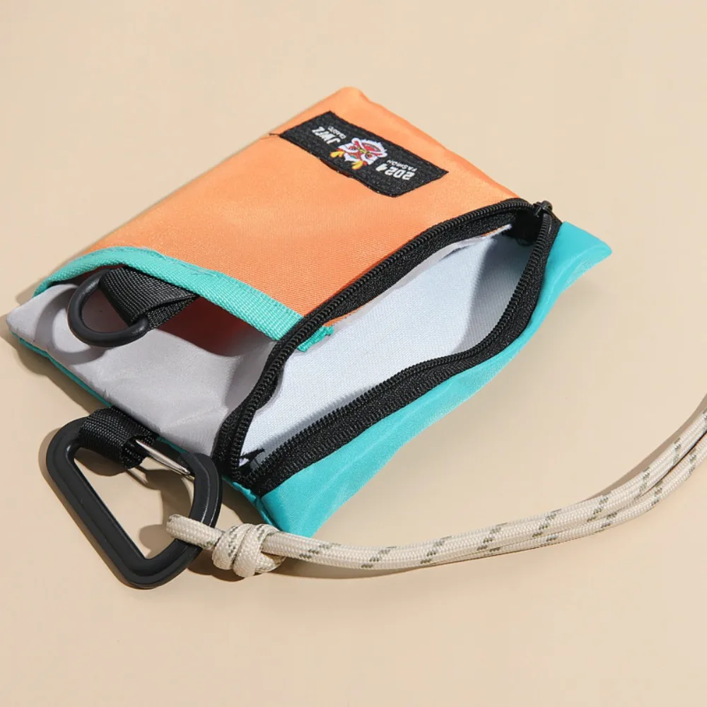 Fashion Nylon Coin Purses Neck Strap Lanyard Cartoon Card Holder Mini Coin Bag Student