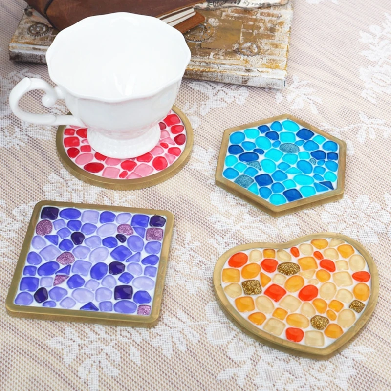 DIY Mosaic Coaster Mold Round/Heart/Plum Blossom Coaster Epoxy Molds Resin Casting Molds for Making Coasters DIY Resin Artwork