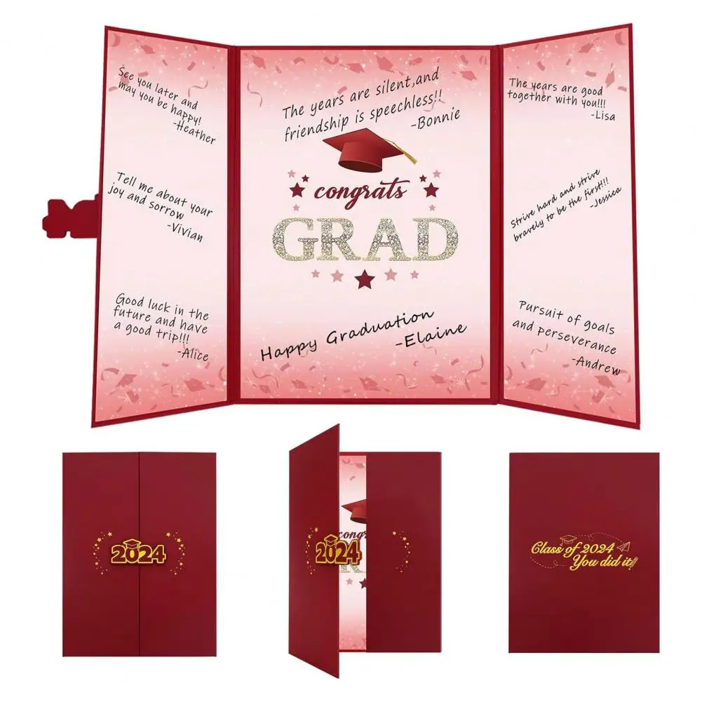 

2024 Congrats Grad Signature Book Alternative Graduation Party Pattern Foldable Signing Card Board