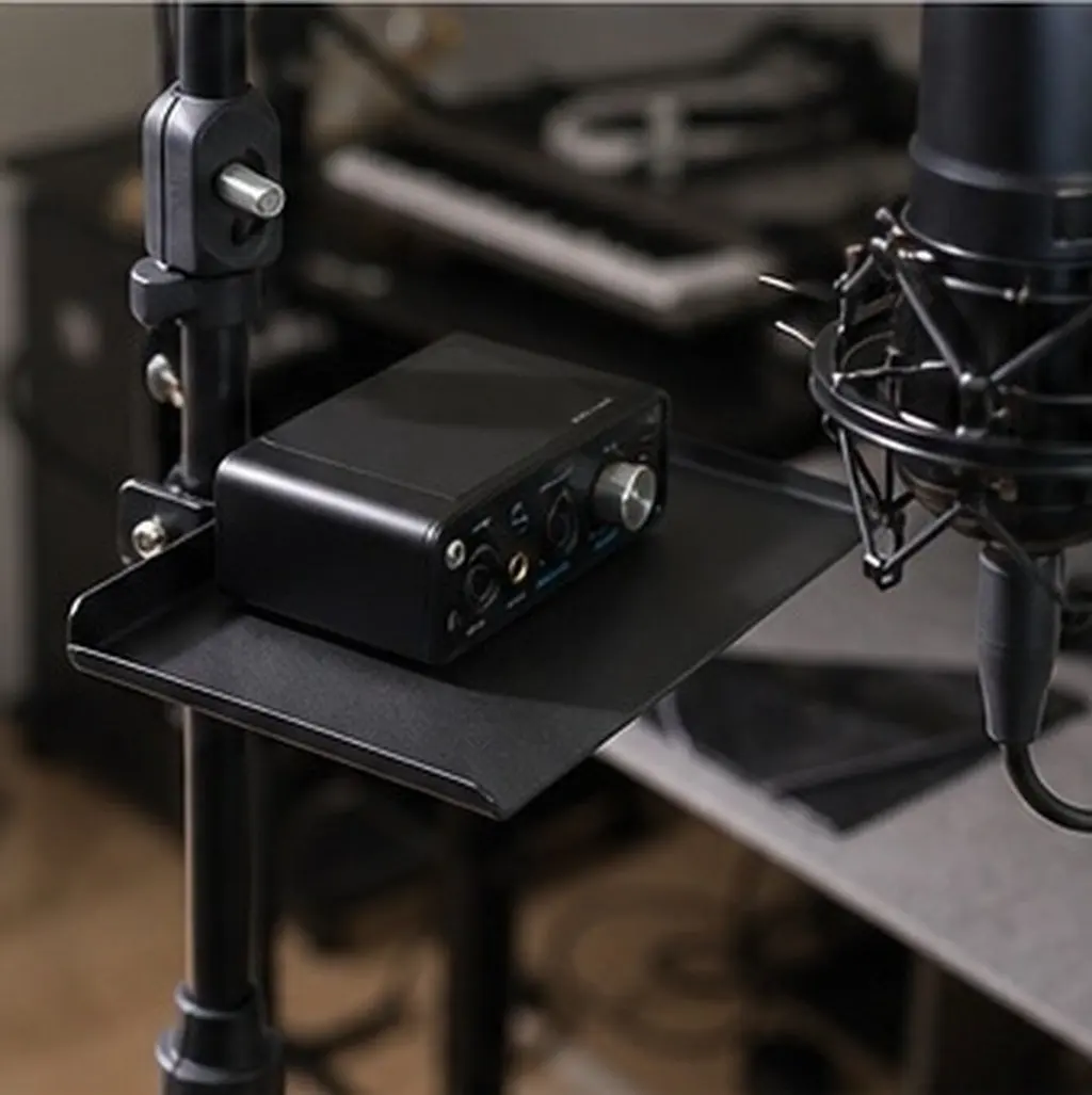 Sturdy Iron Sound Tray Microphone Stand Tray for Live Broadcast Sound Card Storage Mic Holder Camera Phone Harmonica Studio Use