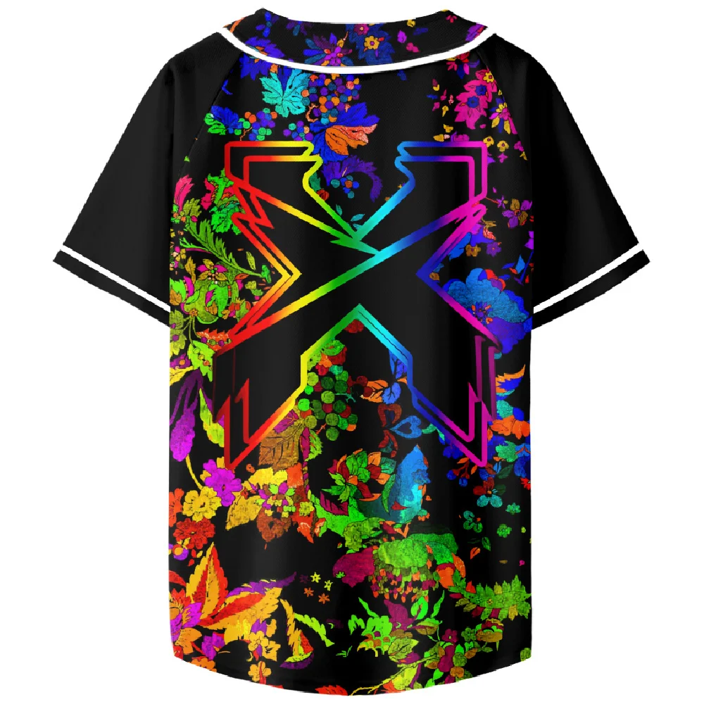 Summer Men Excision Trippy Floral Baseball Jersey T-shirt Harajuku Short Sleeve Tops Tees Fashion Clothing Kid Baseball Uniform