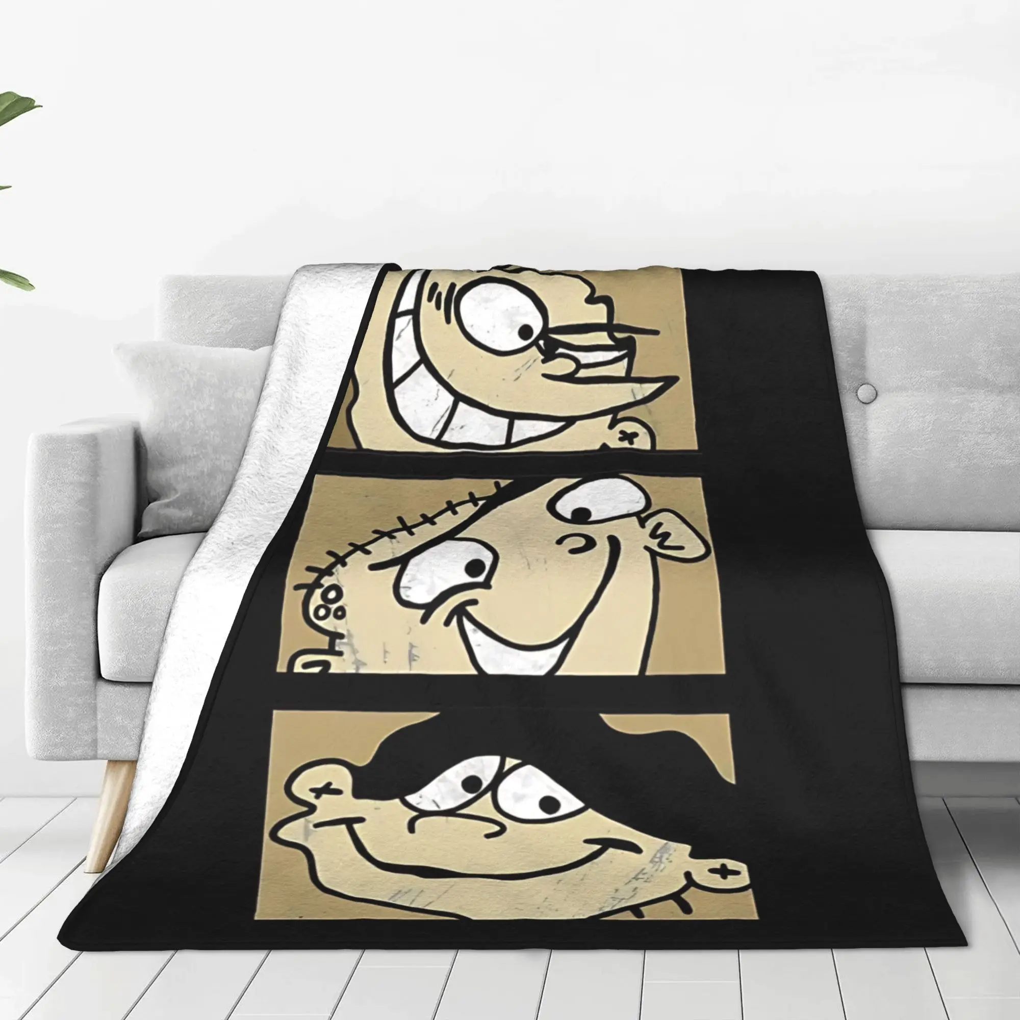 1PC Home Cutecore old school cartoon Ed  Edd  Eddy Blanket Super Cosy Plush Home Living Room Sofa Halloween