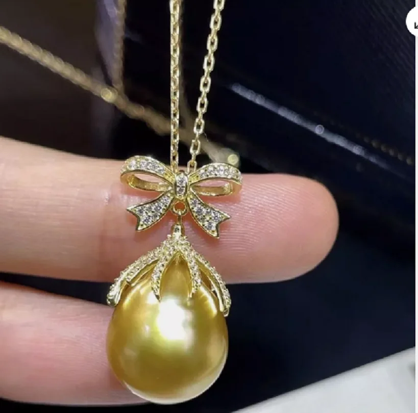 

New Pendant AAAA 10-12mm Natural South Sea Water Drop Pearl Pendant 925s18 inch