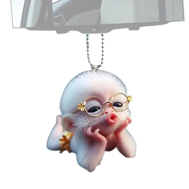 Car Ornaments For Rear View Pouting Monkey Car Pendant Cute Car Decor Car Decorations Rearview Lens Decor Interior Rearview