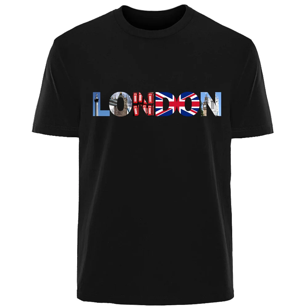 Creative Simple LONDON Printed Summer High Quality Men\'s 100% Cotton Breathable T-Shirt Casual Fashion Men\'s Street Wear