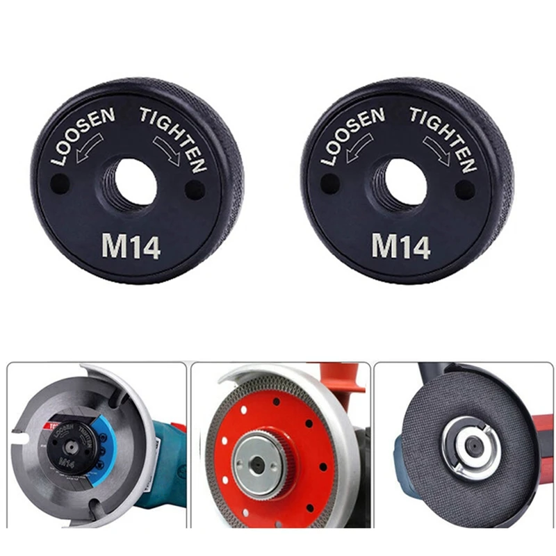 4 ชิ้น M14 เครื่องบดมุมล็อค Nut, เปลี่ยนแผ่นหนีบสําหรับยึดแผ่นตัดล้อ Abrasive Disc-AT64