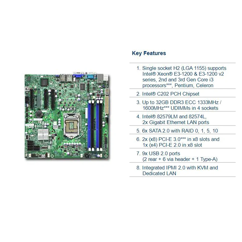 X9SCL-F para placa-mãe de servidor supermicro 1155 pinos com porta de gerenciamento remoto suporta E3-1230V2 antes do envio teste perfeito