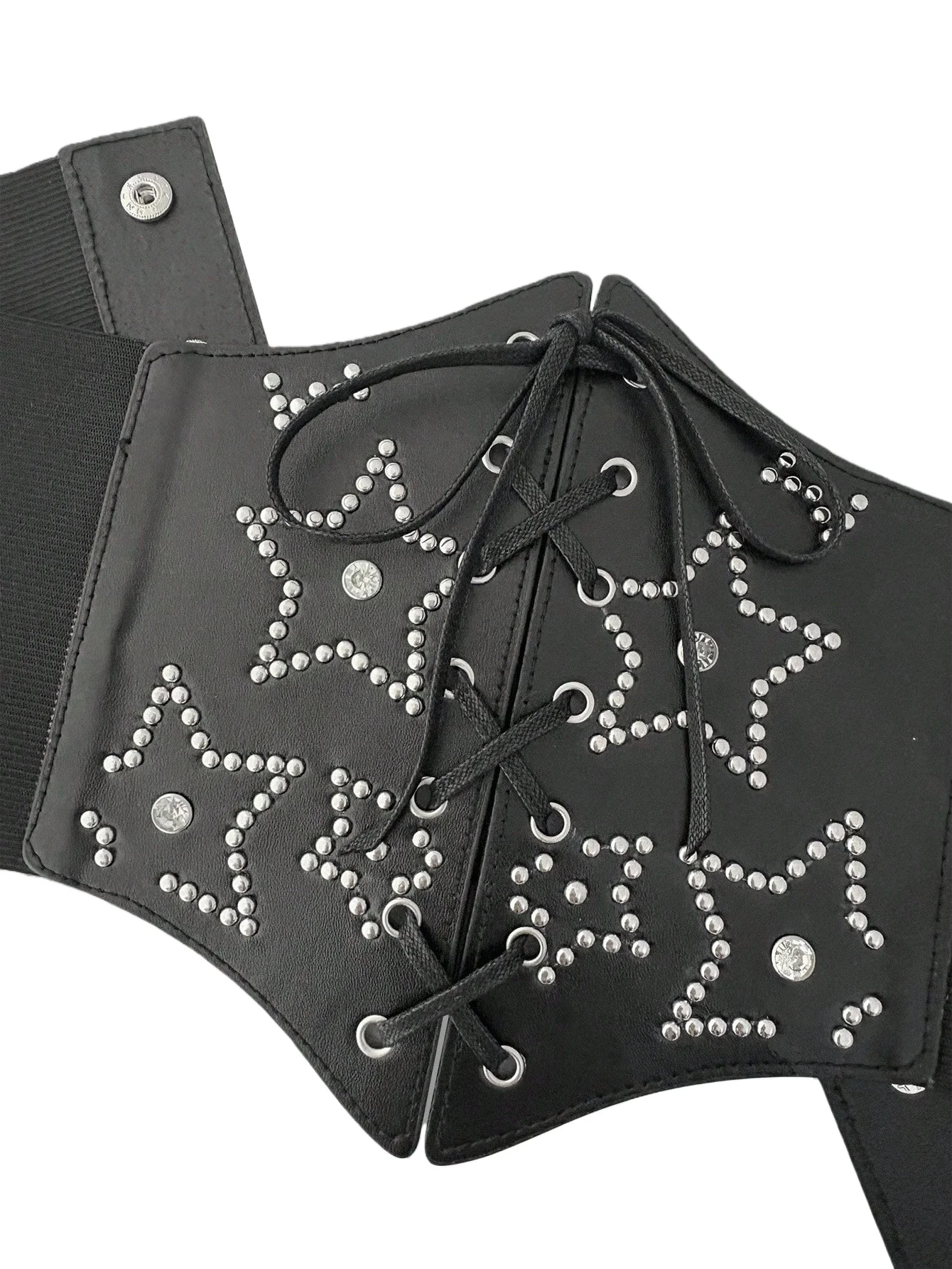 เข็มขัดแฟชั่นผู้หญิง Hershine สีดำประดับดาวห้าแฉก สไตล์ Y2K กอธิค ฮาราจูกุ เครื่องประดับคริสต์มาส คอสเพลย์