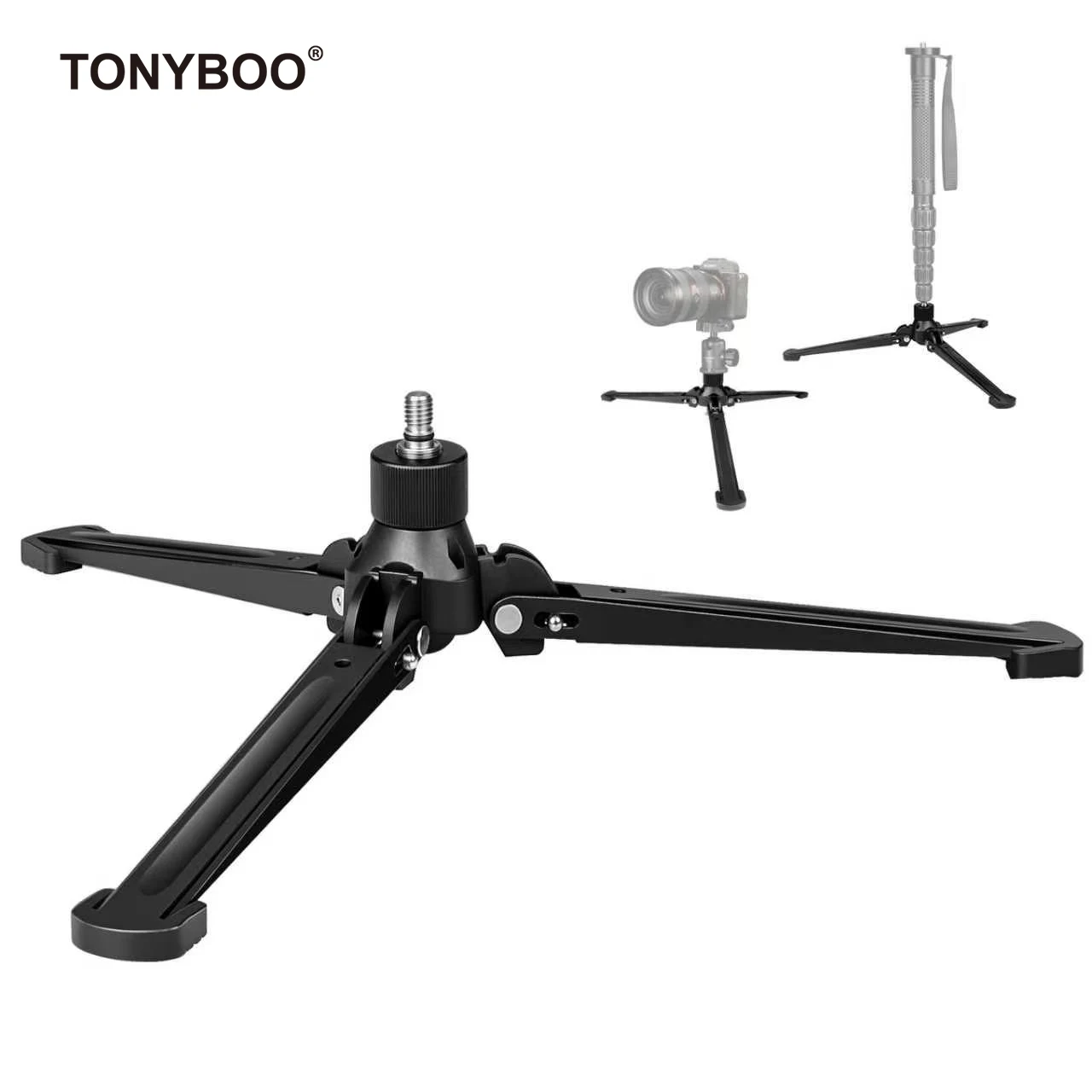 TONYBOO Mini trépied de bureau avec base monopode et vis 3/8" en aluminium pour DJI Ronin RS4 MINI Gimbal, appareil photo reflex numérique, vidéo, VLOG TM-5
