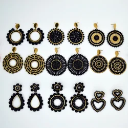 Rice bead earrings Roundness Crystal Originality Hand knitting Bohemia Alloy Fashion Simple Beaded earrings