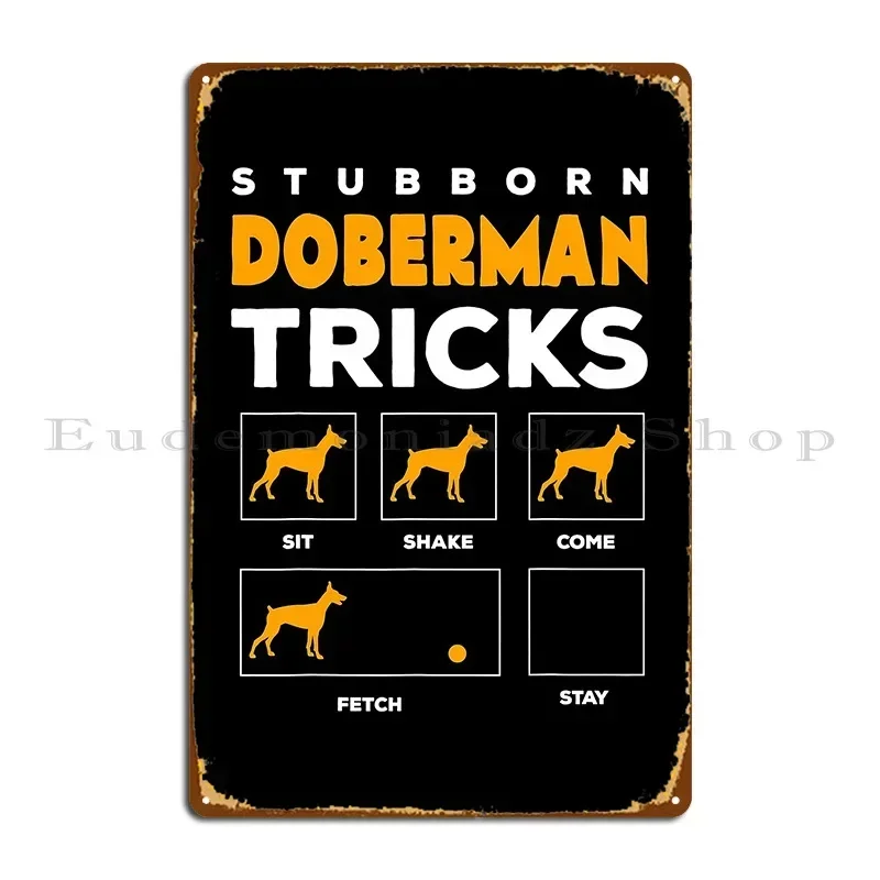 Plaque Métallique Doberman Pinscher : Trucs de dressage, Designs pour Pubs, Créations d'Affiches en Étain