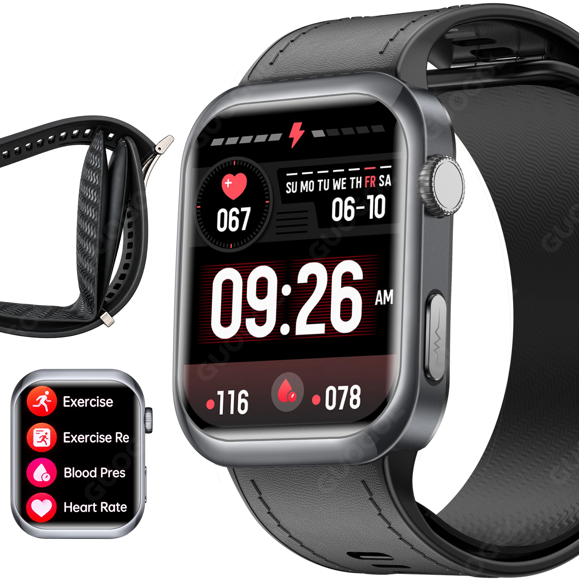 Guogol 2026 Smart Watch 1.96-Inch AMOLED HD Display Multifunctional Health Monitoring Fitness Tracker
