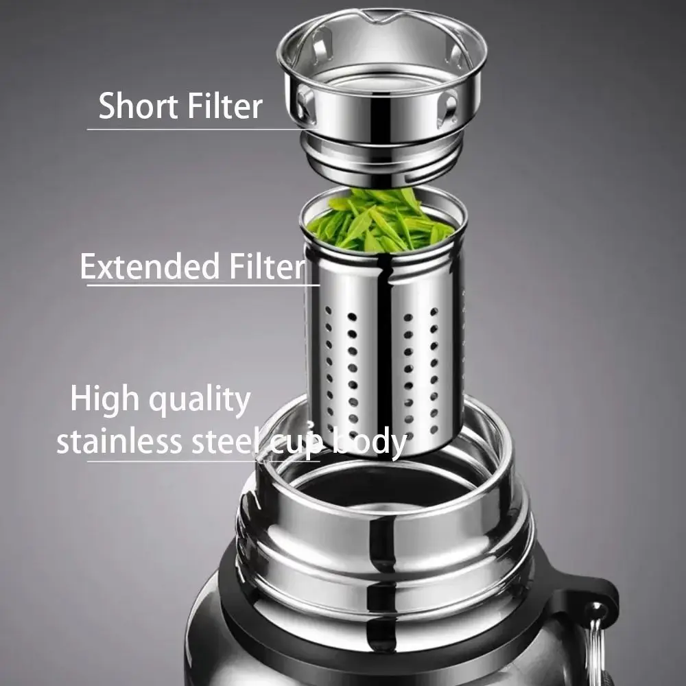 

600-2000ml with Filter 316Stainless Steel Vacuum Cup Double Layer Large Capacity Travel Coffee Cup Portable Sports Vacuum Cup