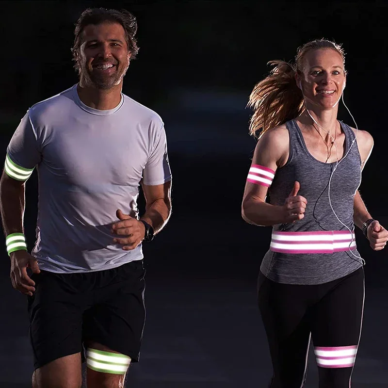 Outdoor Cycling Reflective Strips Warning Armband Reflector Wristband Bicycle Bind Strap Pants Hand Leg Sport Tape Safety Alert