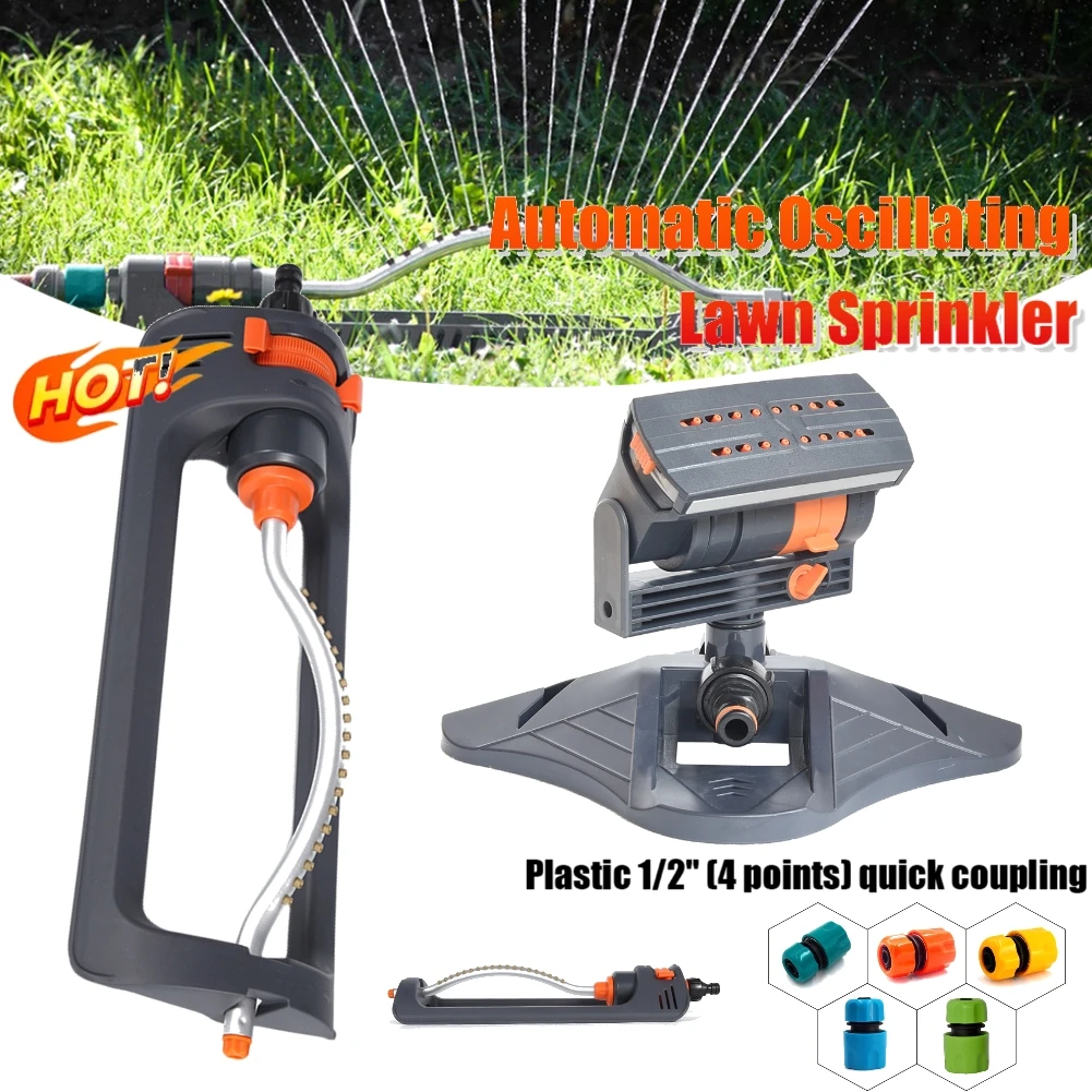 Automatic Oscillating Lawn Sprinkler 19 Hole 4 Modes Watering Device with 1/2in Connector for Home Garden Agricultural Irrigatio