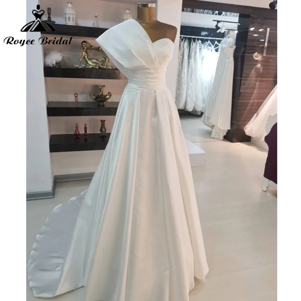 Elegante Boho Satin EINE Linie Hochzeit Kleid Custome Maß Schatz Ausschnitt Brautkleid Einfache Braut Kleid Frauen abiti da sposa