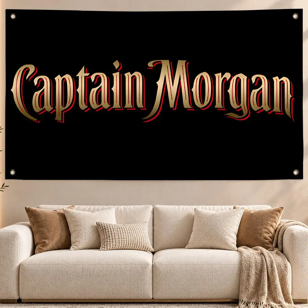 Premium Brand Captain Morgan Flags Aesthetic Wall Hanging Flag Banner Bedroom Living Room Home Decor Large HD
