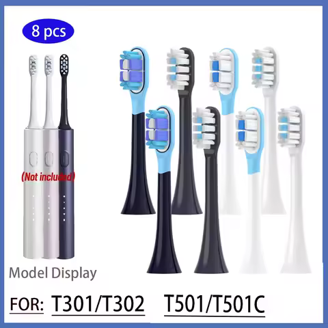 8pcs Replacement Toothbrush Heads for MIJIA T301/T302/T501 Sonic Electric Tooth Brush Soft Bristle Nozzles With Vacuum Packaging
