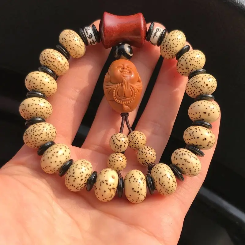Hainan original seed apple round star moon bodhi bead single-strand couple's bracelet unisex high-density smooth wh