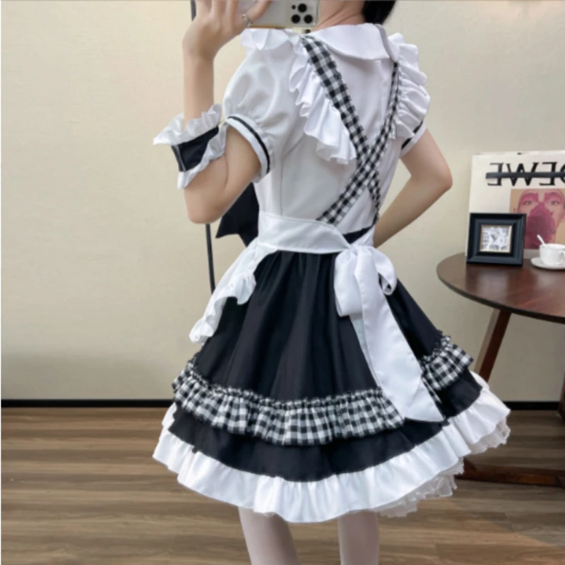 Plaid Maid Cosplay Costumes S-5XL Femmes Anime Halloween Tablier Restaurant Maid Outfits Lolita School Girl Kawaii Party Clothing