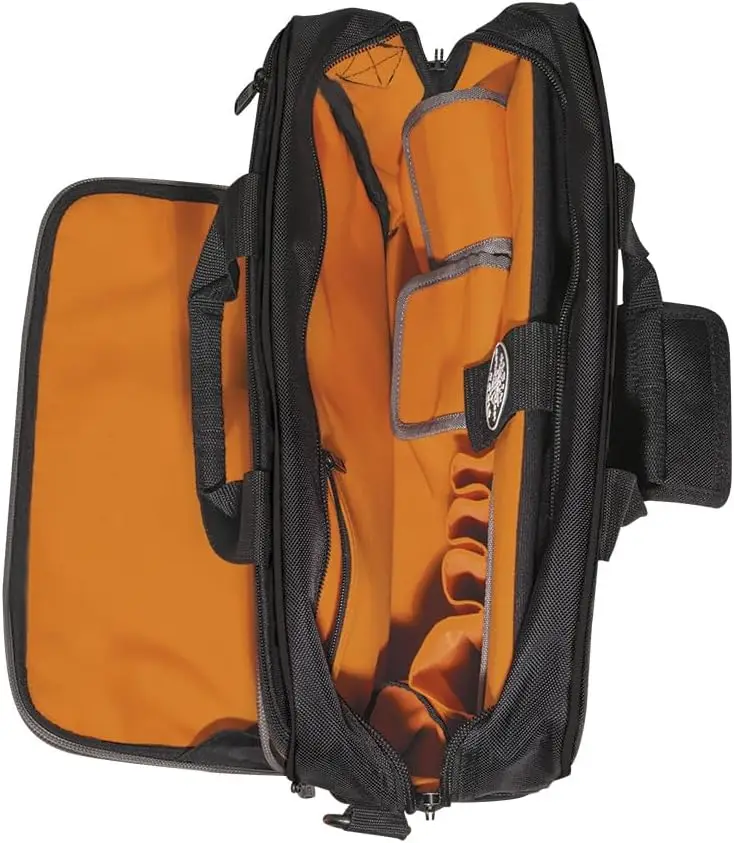 55M Tool Bag, Tradesman Pro Tech Bag With Laptop Pocket, Black And Orange