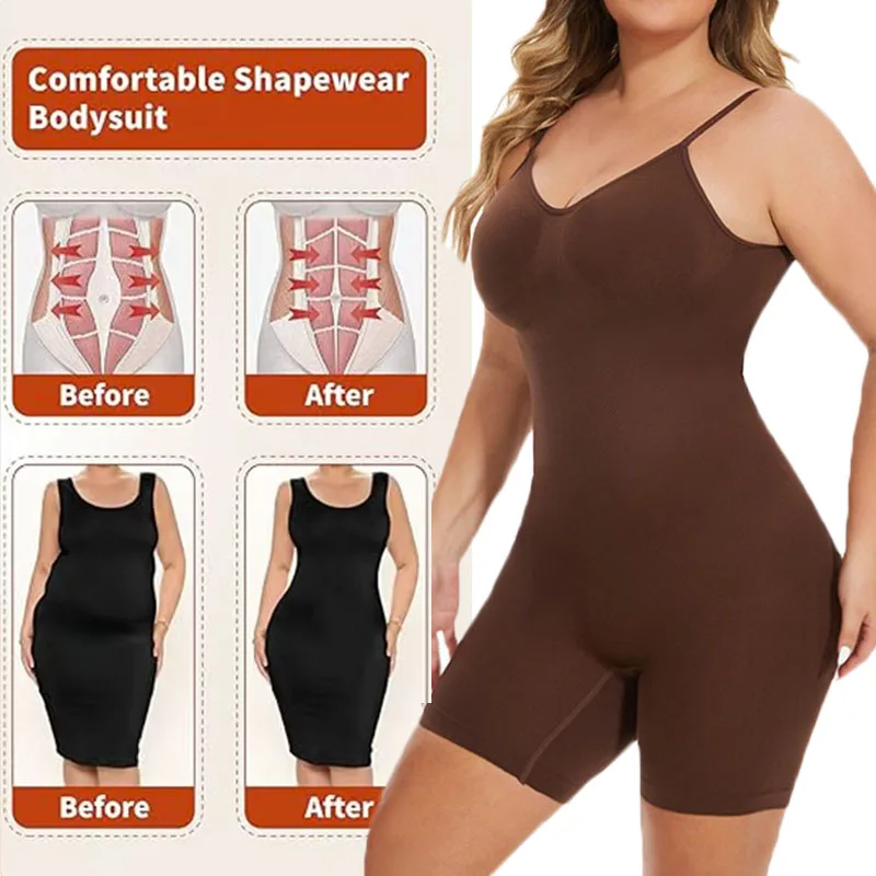 GUUDIA Bodysuits Full Coverage Shapewear Thigh Slim Body Suit Low Back Body Shaper Backless Jumpsuit Seamless Shapers Slimmer