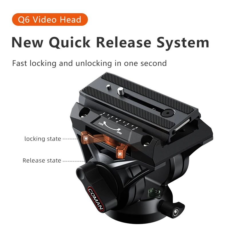 COMAN KX3939 PLUS Aluminum Alloy Fluid Head Tripod For DSLR Camcorder Camera Monopod Tripod With New Q6 Fluid Head 360° Pan&+90°/-70° Tilt Quick Release Compatible With DJI RS Gimbal Manfrotto Max Load 17.6lb