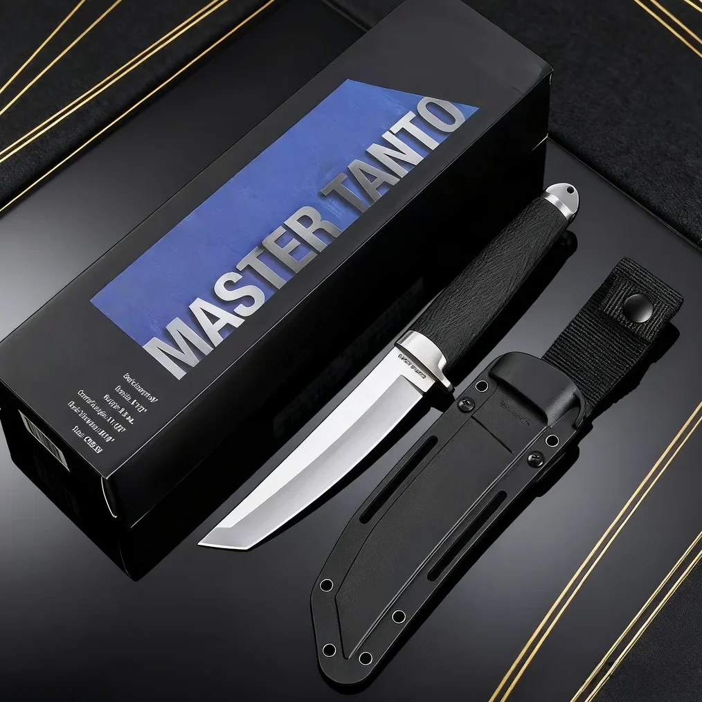 

Master Tanto Fixed Blade Knife – High Carbon Steel, Full Tang, G10 Handle, with Nylon Sheath & Gift Box – Outdoor camping tools